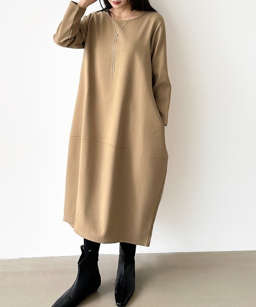 セール】ラフに着こなす、リラックスワンピ。 裏起毛 コクーン