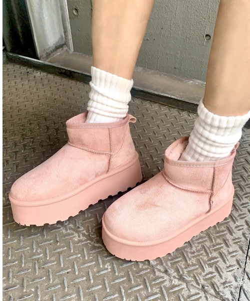 R&E（アールアンドイー）の「【R&E】マイクロミニ厚底ムートンブーツ（ブーツ・レディース・ブラック/ピンク/ブラウン系/ベージュ・L/M/S/LL）」の21枚目の写真