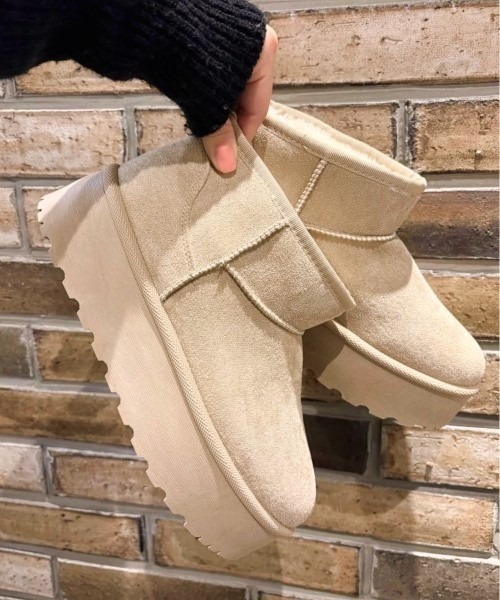 R&E（アールアンドイー）の「【R&E】マイクロミニ厚底ムートンブーツ（ブーツ・レディース・ブラック/ピンク/ブラウン系/ベージュ・L/M/S/LL）」の20枚目の写真