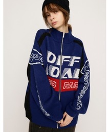 LOGO JQ ZIP UP C/D ロゴ ジャガード ジップアップ カーディガン