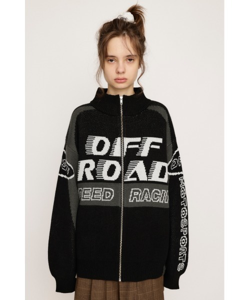 SLY（スライ）の「LOGO JQ ZIP UP C/D ロゴ ジャガード ジップアップ カーディガン（カーディガン/ボレロ・レディース・ネイビー/ブラック/ライトブルー・FREE）」の7枚目の写真