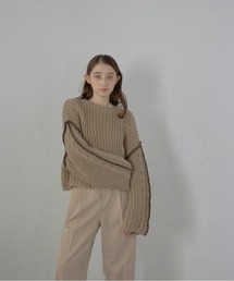 MINERTE | 【MINERTE】bicolor wide sleeve knit pullover / 配色ワイドスリーブニット(ニット/セーター)