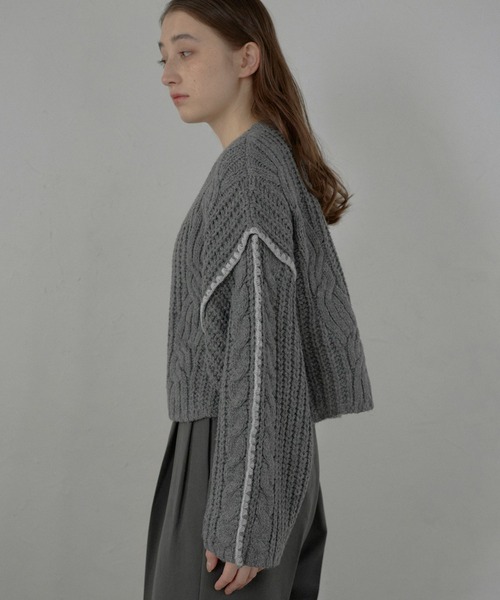 MINERTE（ミネルテ）の「【MINERTE】bicolor wide sleeve knit pullover / 配色ワイドスリーブニット（ニット/セーター・レディース・チャコールグレー/モカ・FREE）」の15枚目の写真