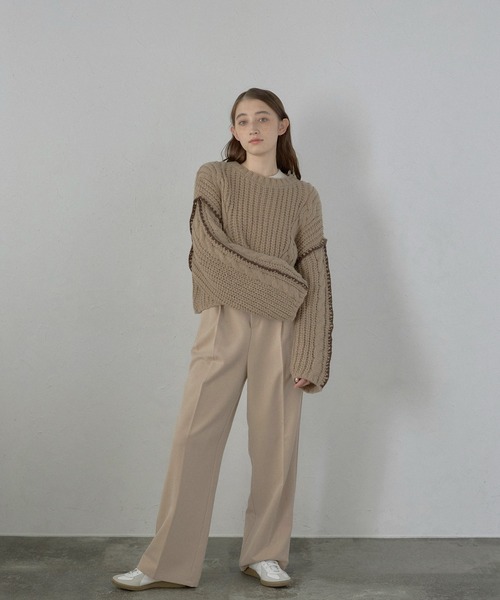 MINERTE（ミネルテ）の「【MINERTE】bicolor wide sleeve knit pullover / 配色ワイドスリーブニット（ニット/セーター・レディース・チャコールグレー/モカ・FREE）」の18枚目の写真
