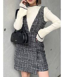 MURUA | ハイウエストツイードジャンパースカート(ワンピース)