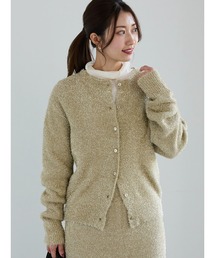 ラメシャギークルーカーディガン