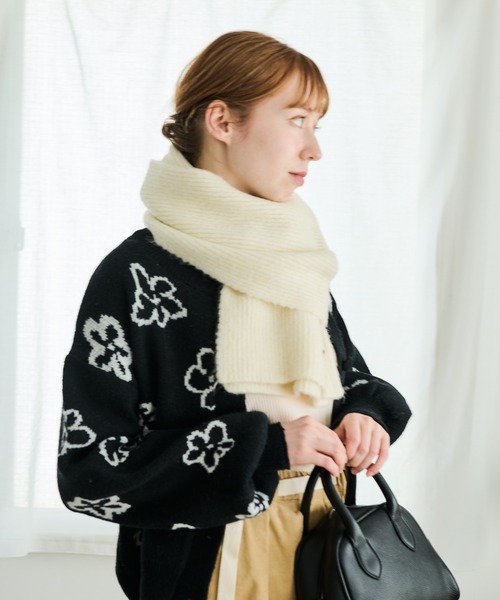 Crisp（クリスプ）の「メランジリブマフラー（マフラー・レディース・アイボリー/ブラウン・FREE）」の16枚目の写真