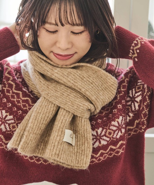 Crisp（クリスプ）の「メランジリブマフラー（マフラー・レディース・アイボリー/ブラウン・FREE）」の13枚目の写真