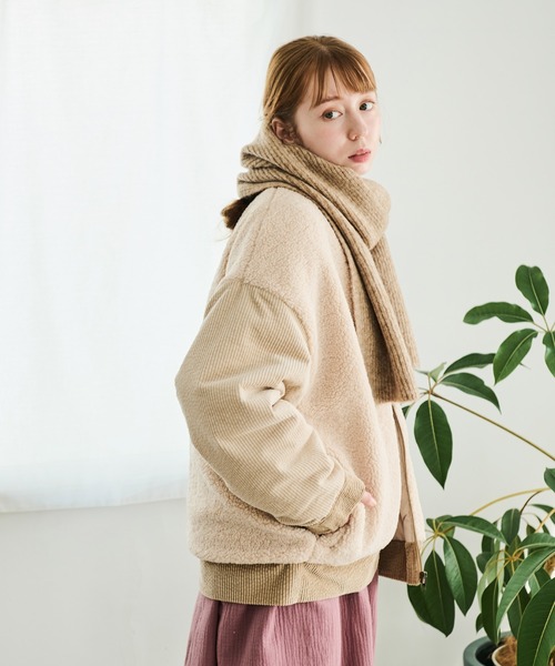 Crisp（クリスプ）の「メランジリブマフラー（マフラー・レディース・アイボリー/ブラウン・FREE）」の8枚目の写真