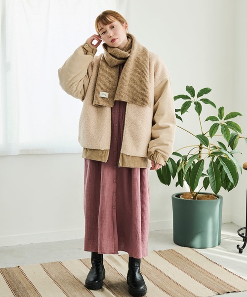 Crisp（クリスプ）の「メランジリブマフラー（マフラー・レディース・アイボリー/ブラウン・FREE）」の11枚目の写真