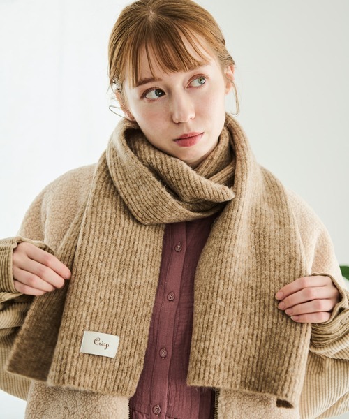 Crisp（クリスプ）の「メランジリブマフラー（マフラー・レディース・アイボリー/ブラウン・FREE）」の10枚目の写真