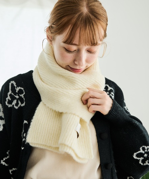 Crisp（クリスプ）の「メランジリブマフラー（マフラー・レディース・アイボリー/ブラウン・FREE）」の15枚目の写真