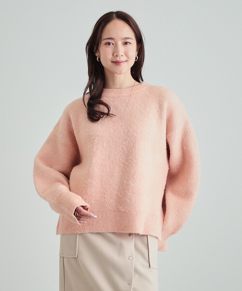 DRESKIP（ドレスキップ）の「◆【S-LL】Wフェイス ふわふわ起毛ニット（ニット/セーター・レディース・グレー/キャメル/ピンク系・01/02/03/04）」の8枚目の写真