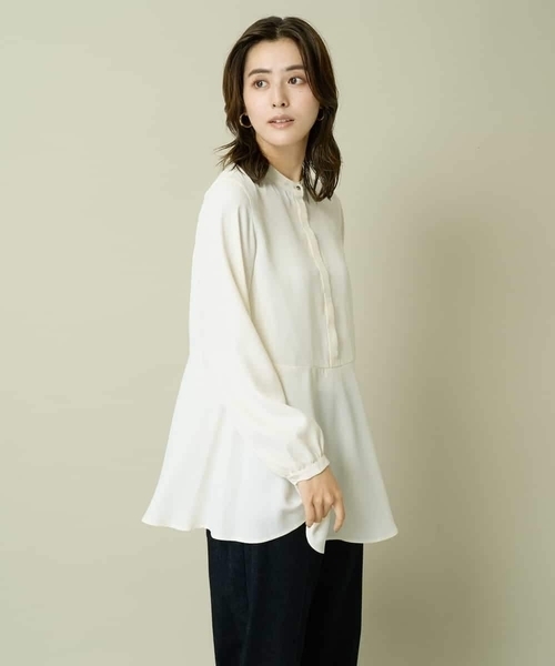 a.v.v（アーヴェヴェ）の「ウエスト切り替えペプラムブラウス（シャツ/ブラウス・レディース・アイボリー/グレー・40/38/42/34/36）」の7枚目の写真