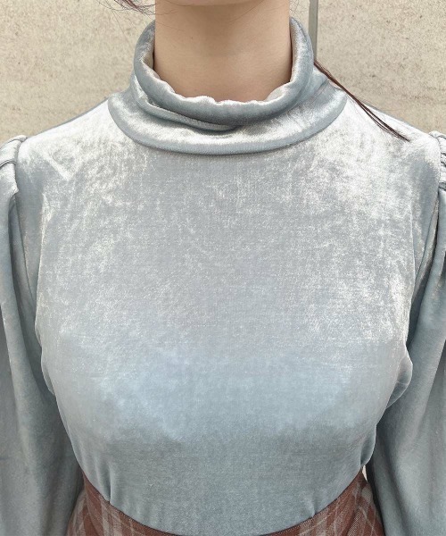 F i.n.t（フィント）の「ハイネックベロアパフスリーブトップス/F&A/fint（Tシャツ/カットソー・レディース・ライトブルー/ブラック/ピンク・FREE）」の8枚目の写真