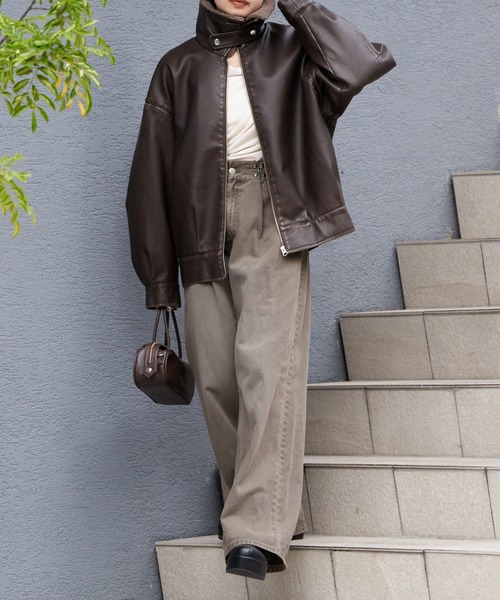 RAY CASSIN（レイカズン）の「チュールベロアデザインロングTシャツ（Tシャツ/カットソー・レディース・レッド/グレー/ライトベージュ・FREE）」の21枚目の写真