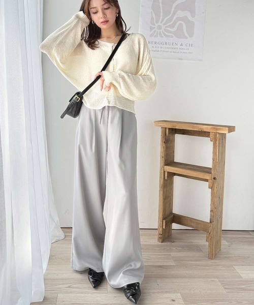mily bilet(ミウィビレット)の「【mily bilet】冷房対策。携帯に便利♪トレンド感あるシアー素材が魅力。マルチWAY透かし編みケーブル柄切り替えニットカーディガン(カーディガン/ボレロ・レディース・ブルー/グレー/ブラック/アイボリー・X-LARGE/SMALL/MEDIUM/LARGE)」の15枚目の写真