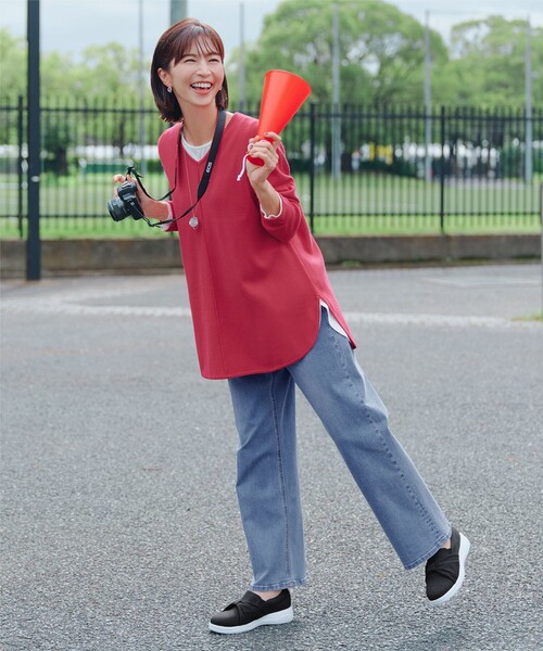 安田美沙子さん/小倉優子さん着用】ストレッチワイドデニム（デニム