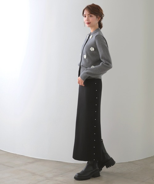 MERAKI(メラキ)の「サイドパールニットスカート(スカート・レディース・ブラウン/ネイビー/グレー/アイボリー/ブラック・FREE)」の21枚目の写真