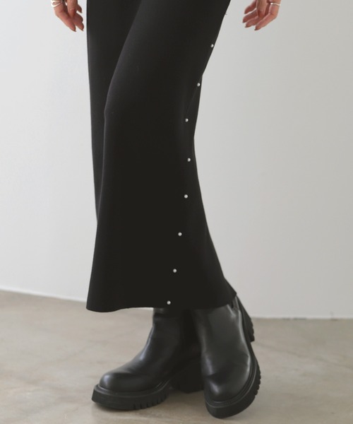 MERAKI(メラキ)の「サイドパールニットスカート(スカート・レディース・ブラウン/ネイビー/グレー/アイボリー/ブラック・FREE)」の19枚目の写真