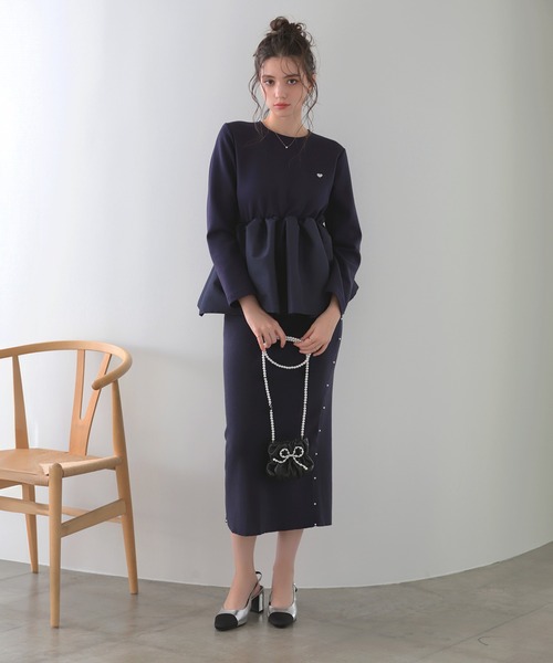 MERAKI(メラキ)の「サイドパールニットスカート(スカート・レディース・ブラウン/ネイビー/グレー/アイボリー/ブラック・FREE)」の14枚目の写真