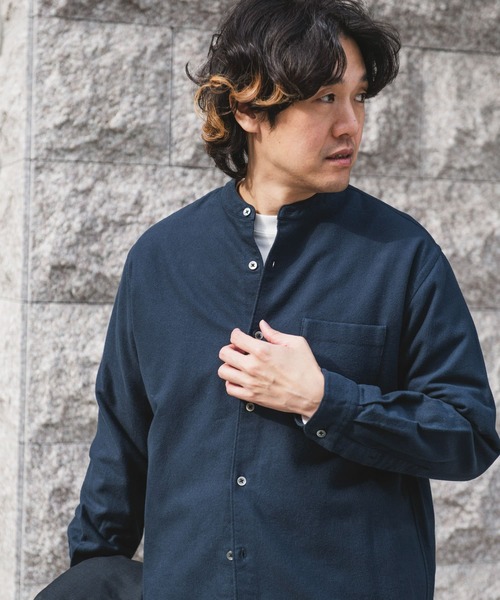 セール】両面起毛ネルバンドカラーシャツ（シャツ/ブラウス）｜URBAN