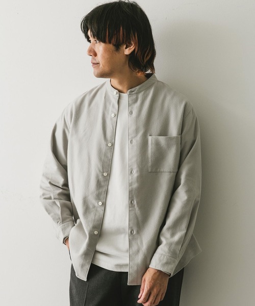 セール】両面起毛ネルバンドカラーシャツ（シャツ/ブラウス）｜URBAN