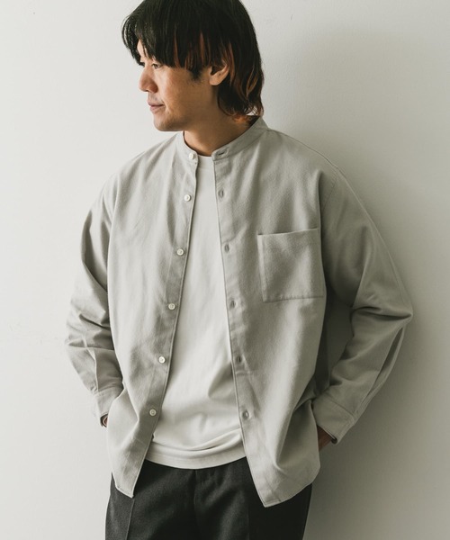URBAN RESEARCH DOORS（アーバンリサーチドアーズ）の「両面起毛ネルバンドカラーシャツ（シャツ/ブラウス・メンズ・ネイビー/ベージュ/ブラウン/グレー系その他・MEDIUM/LARGE）」の16枚目の写真