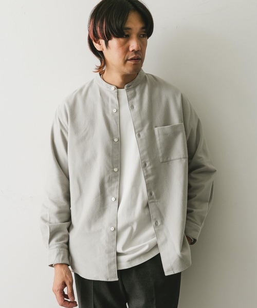 URBAN RESEARCH DOORS（アーバンリサーチドアーズ）の「両面起毛ネルバンドカラーシャツ（シャツ/ブラウス・メンズ・ネイビー/ベージュ/ブラウン/グレー系その他・MEDIUM/LARGE）」の17枚目の写真