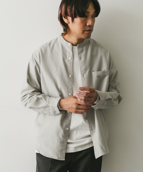 URBAN RESEARCH DOORS（アーバンリサーチドアーズ）の「両面起毛ネルバンドカラーシャツ（シャツ/ブラウス・メンズ・ネイビー/ベージュ/ブラウン/グレー系その他・MEDIUM/LARGE）」の18枚目の写真