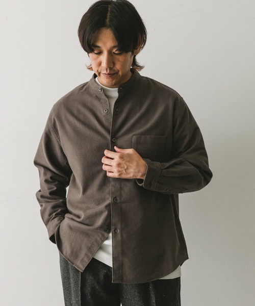 URBAN RESEARCH DOORS（アーバンリサーチドアーズ）の「両面起毛ネルバンドカラーシャツ（シャツ/ブラウス・メンズ・ネイビー/ベージュ/ブラウン/グレー系その他・MEDIUM/LARGE）」の22枚目の写真