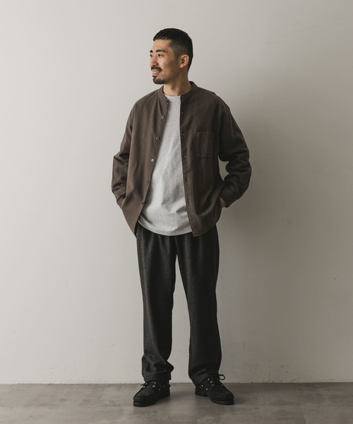 URBAN RESEARCH DOORS（アーバンリサーチドアーズ）の「両面起毛ネルバンドカラーシャツ（シャツ/ブラウス・メンズ・ネイビー/ベージュ/ブラウン/グレー系その他・MEDIUM/LARGE）」の6枚目の写真