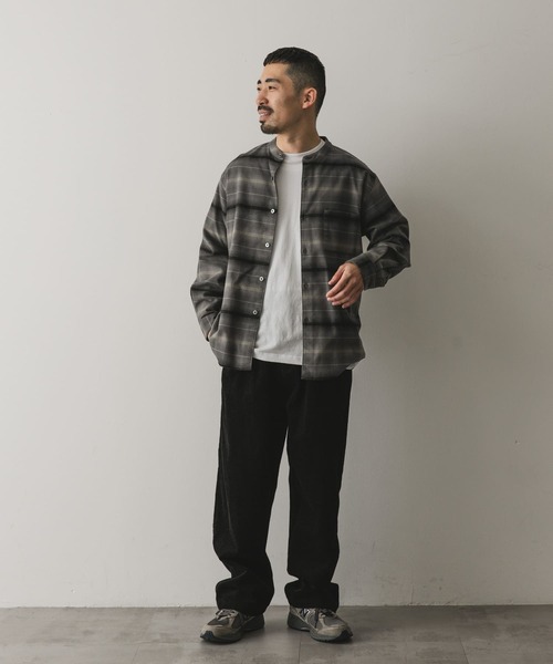 セール】両面起毛ネルバンドカラーシャツ（シャツ/ブラウス）｜URBAN