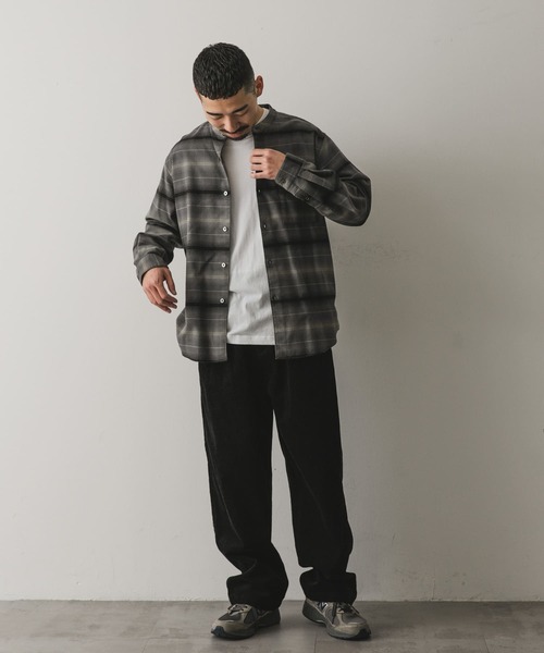 URBAN RESEARCH DOORS（アーバンリサーチドアーズ）の「両面起毛ネルバンドカラーシャツ（シャツ/ブラウス・メンズ・ネイビー/ベージュ/ブラウン/グレー系その他・MEDIUM/LARGE）」の11枚目の写真