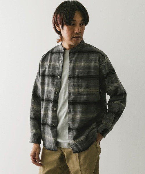 URBAN RESEARCH DOORS（アーバンリサーチドアーズ）の「両面起毛ネルバンドカラーシャツ（シャツ/ブラウス・メンズ・ネイビー/ベージュ/ブラウン/グレー系その他・MEDIUM/LARGE）」の13枚目の写真