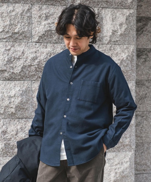 【週末限定価格】ARTS&SCIENCE バンドカラーシャツ ネイビー 小花柄 週末限定価格】ARTS&SCIENCE バンドカラーシャツ ネイビー 小花柄 3