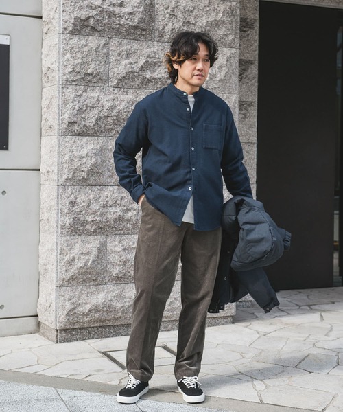 セール】両面起毛ネルバンドカラーシャツ（シャツ/ブラウス）｜URBAN