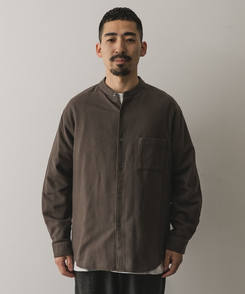 セール】両面起毛ネルバンドカラーシャツ（シャツ/ブラウス）｜URBAN
