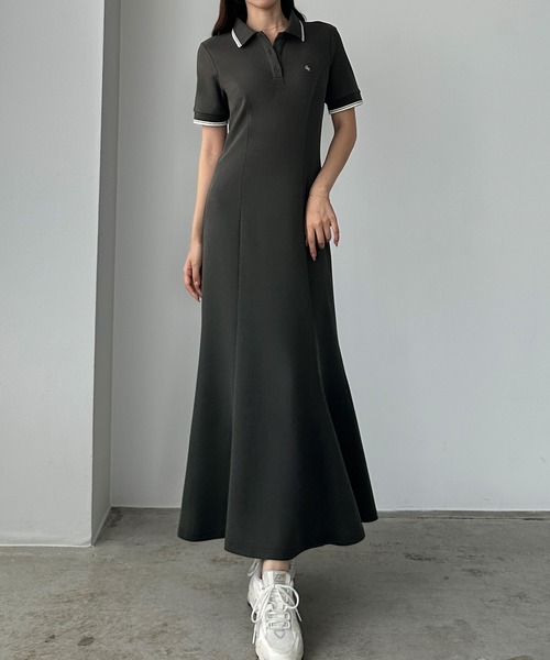 【選べる】ポロワンピース（セミフレア/Iライン/マーメイド）[高身長サイズMT/低身長サイズS有り]