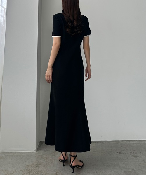 【新品未使用】Louere ポロワンピース マーメイド M ネイビー タグ付き Louere 【選べる】ポロワンピース（セミフレア／Iライン）[品番
