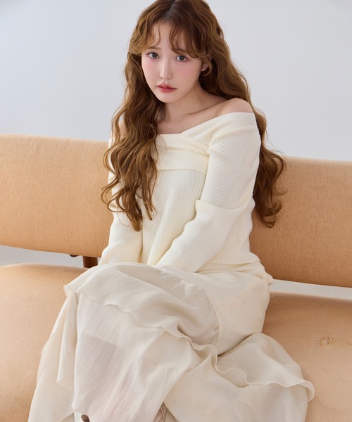 セール】韓国っぽアシンメトリーニット（ニット/セーター）｜one after