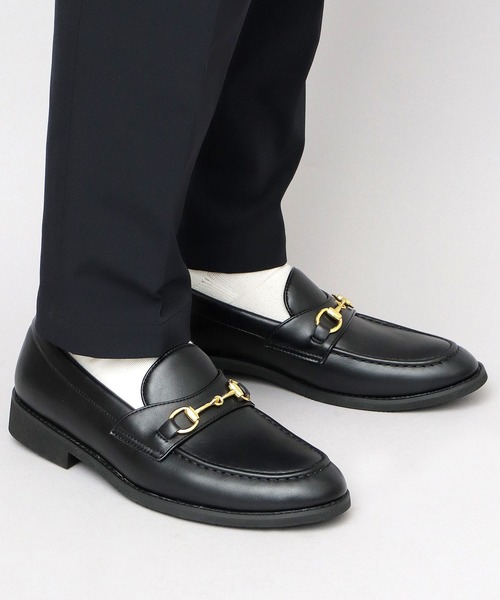 glabella（グラベラ）の「選べる3素材 ゴールドビット スタンダード ローファー （ガラスレザー調・スムースレザー調・スエードレザー調） ビジネス対応（ローファー・メンズ・ブラック系その他/ブラック/ブラック系その他2・S/M/L）」の2枚目の写真