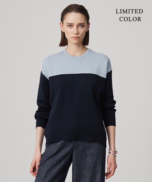 ICB（アイシービー）の「【WEB限定カラーあり・洗える】コットンポリエステルスムース  ニットプルオーバー（ニット/セーター・レディース・アイボリー系/ダルブルー系1/カーキ系/ダルブルー系2/ライトイエロー系2/ライトイエロー系1・LARGE）」の4枚目の写真