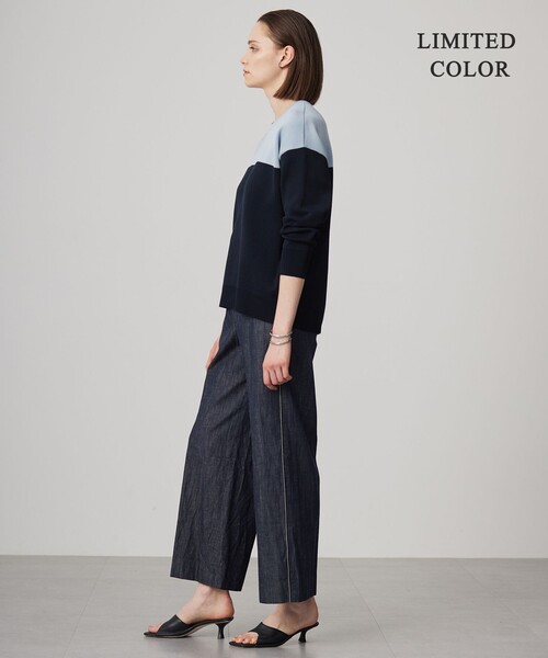 ICB（アイシービー）の「【WEB限定カラーあり・洗える】コットンポリエステルスムース  ニットプルオーバー（ニット/セーター・レディース・アイボリー系/ダルブルー系1/カーキ系/ダルブルー系2/ライトイエロー系2/ライトイエロー系1・LARGE）」の22枚目の写真