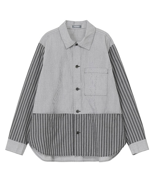 Plantation(プランテーション)の「MIXストライプ / シャツ / (O)(シャツ/ブラウス・レディース・ブルー/グレー・M size/XL)」の7枚目の写真
