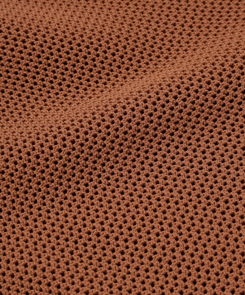 セール】Bi Color Mesh Knit Zip Up Polo Shirt（ニット