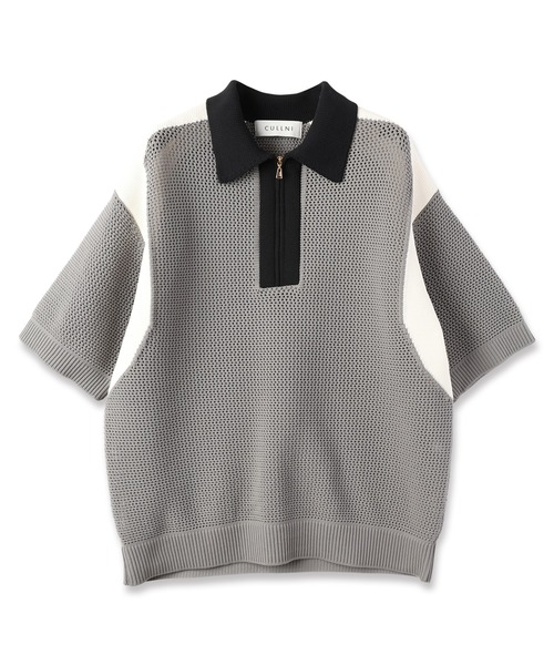 トップス cullni Bi Color Mesh Knit CULLNI セーター ニット Bi Color Mesh Knit Short Sleeve