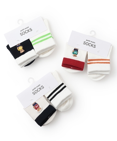 petit main(プティマイン)の「くま・ラインクルーソックス2P(ソックス/靴下・キッズ・黄緑系/オレンジ/ブラック・L/M/S/SS)」の10枚目の写真