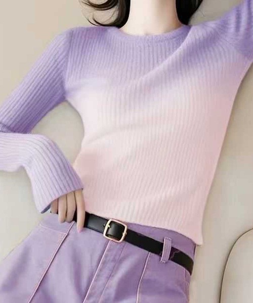 ｵﾝﾌﾞﾚｰﾘﾌﾞﾆｯﾄﾄｯﾌﾟｽ（ニット/セーター）｜CADBURY（キャドバリー）