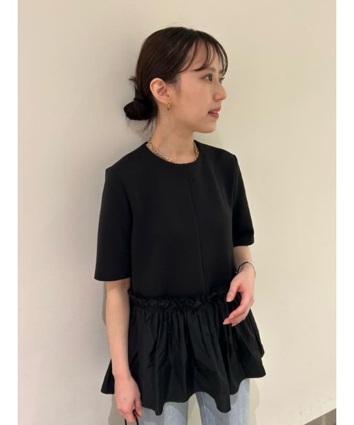 ドッキングペプラムトップスブラウス セール】ドッキングペプラムトップスブラウス（Tシャツ
